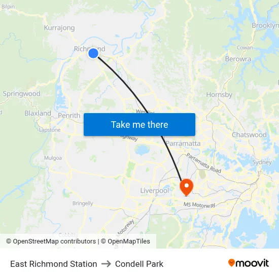 East Richmond Station to Condell Park map