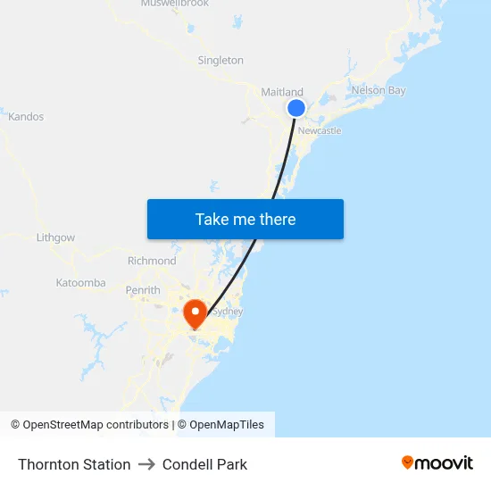 Thornton Station to Condell Park map