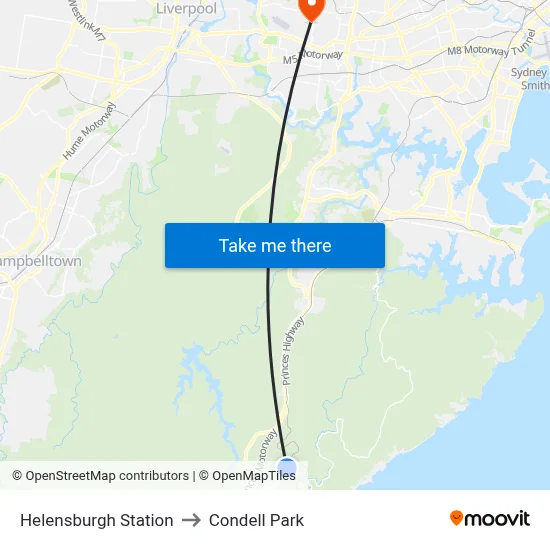 Helensburgh Station to Condell Park map