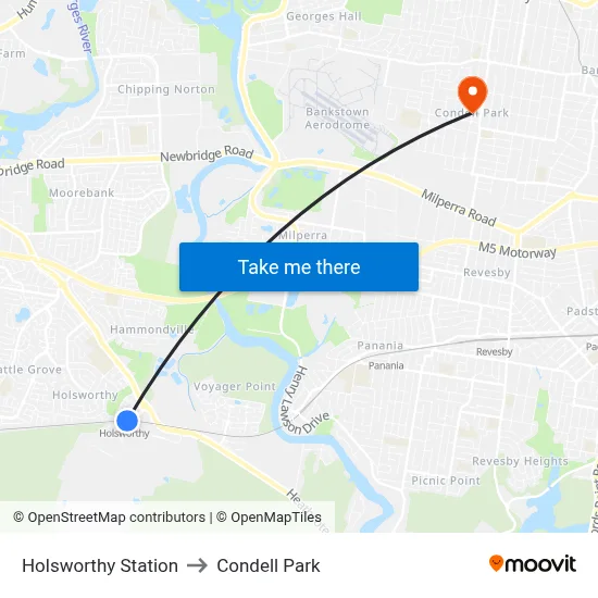 Holsworthy Station to Condell Park map