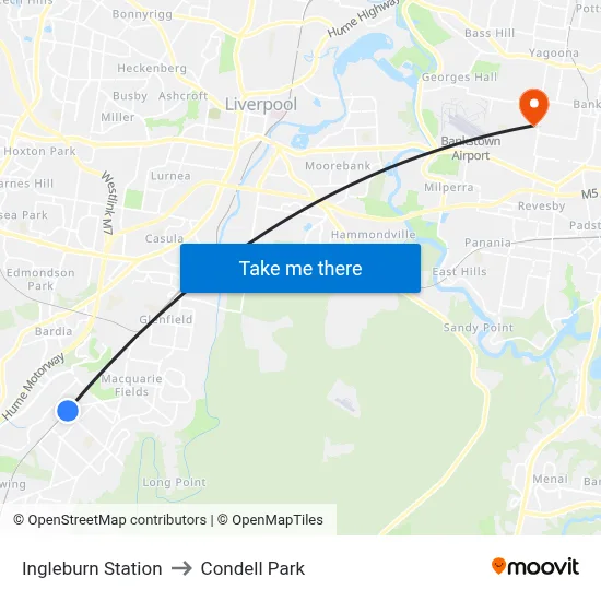 Ingleburn Station to Condell Park map
