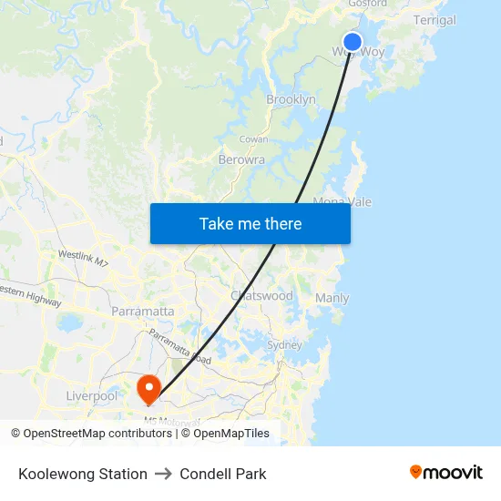 Koolewong Station to Condell Park map