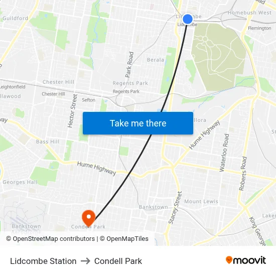 Lidcombe Station to Condell Park map