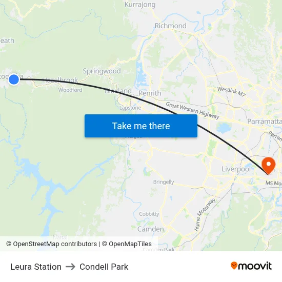 Leura Station to Condell Park map