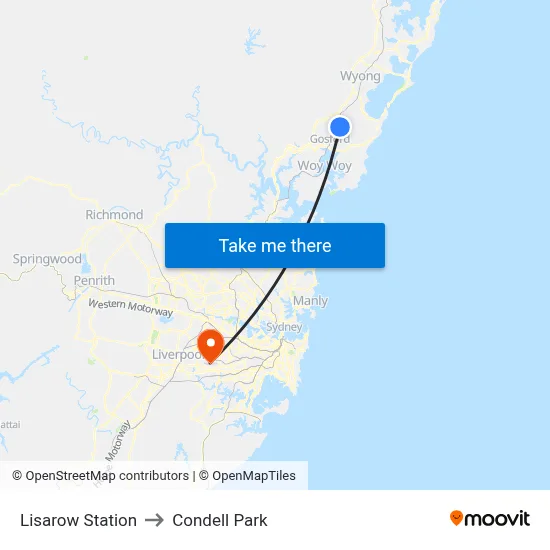 Lisarow Station to Condell Park map
