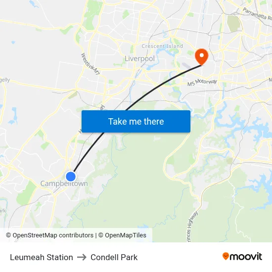 Leumeah Station to Condell Park map