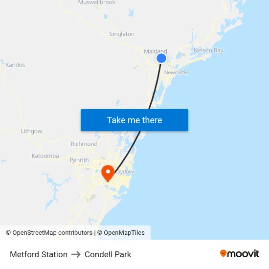 Metford Station to Condell Park map