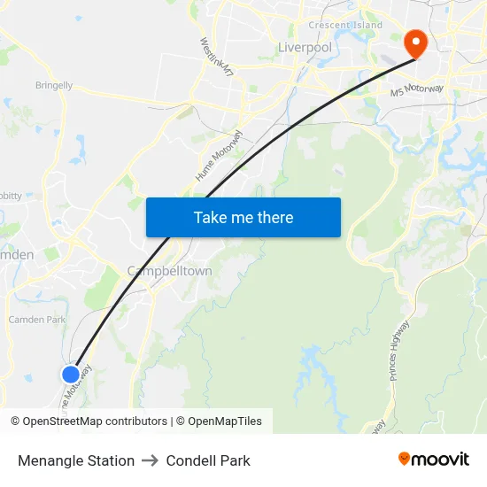 Menangle Station to Condell Park map