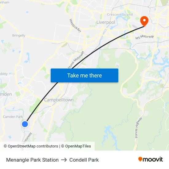 Menangle Park Station to Condell Park map