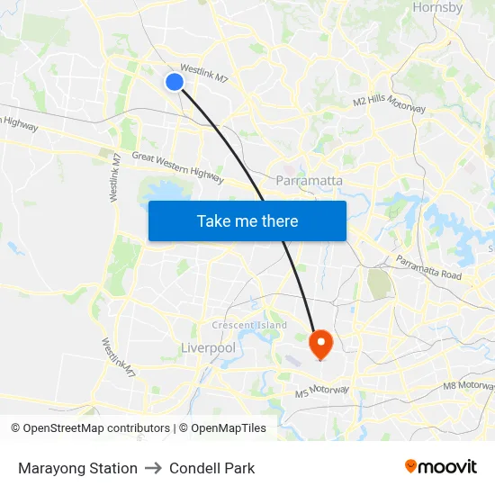 Marayong Station to Condell Park map
