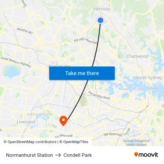 Normanhurst Station to Condell Park map