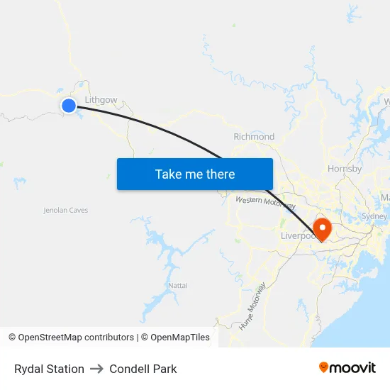 Rydal Station to Condell Park map