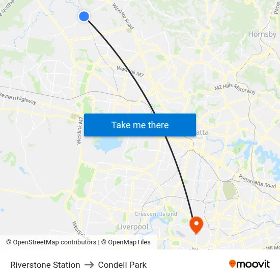 Riverstone Station to Condell Park map