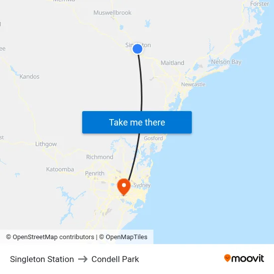 Singleton Station to Condell Park map