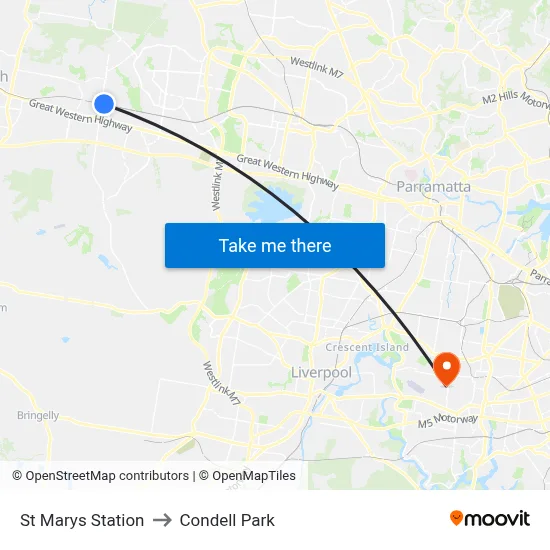 St Marys Station to Condell Park map