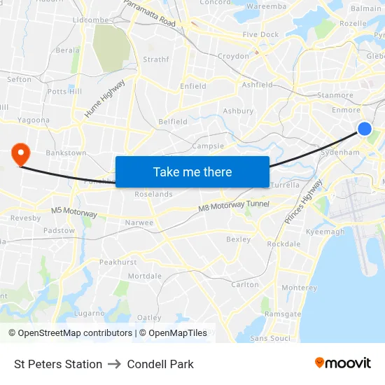 St Peters Station to Condell Park map