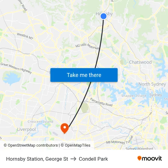 Hornsby Station, George St to Condell Park map