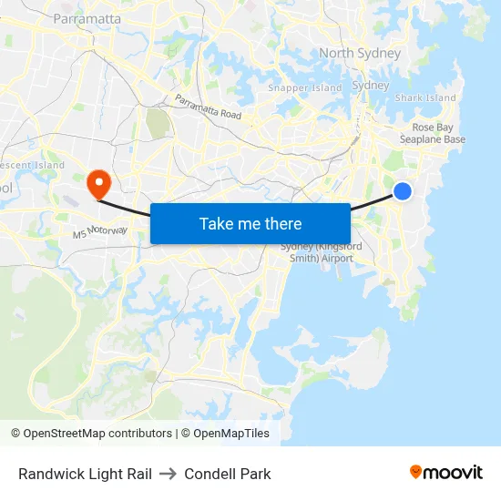 Randwick Light Rail to Condell Park map