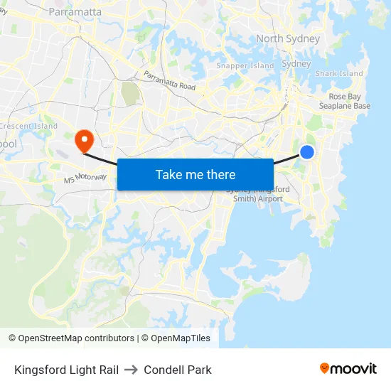 Kingsford Light Rail to Condell Park map