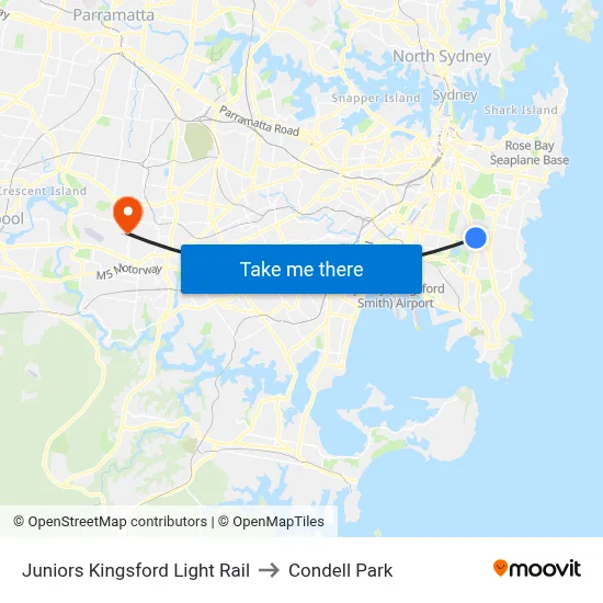 Juniors Kingsford Light Rail to Condell Park map