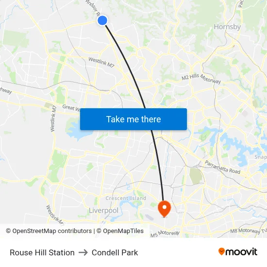 Rouse Hill Station to Condell Park map