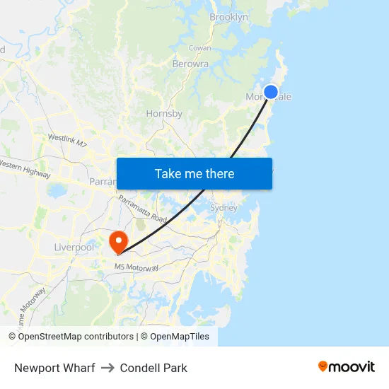 Newport Wharf to Condell Park map