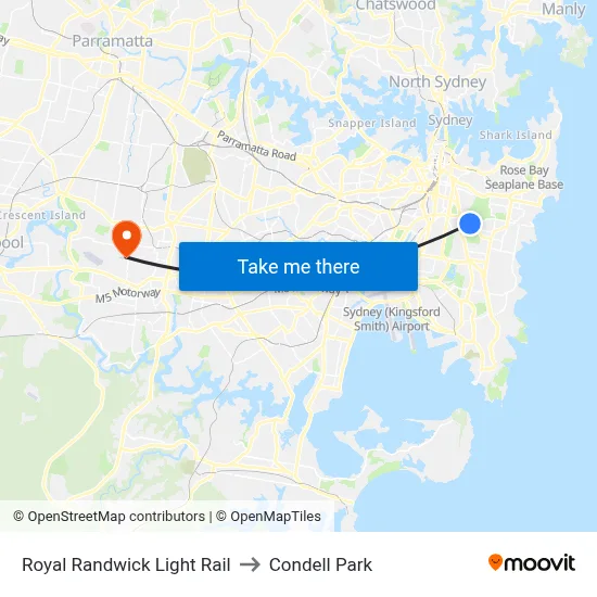Royal Randwick Light Rail to Condell Park map