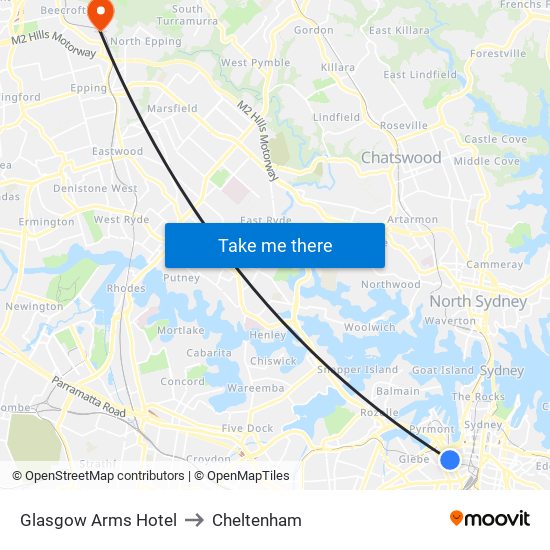 Glasgow Arms Hotel to Cheltenham map