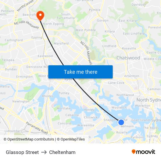 Glassop Street to Cheltenham map