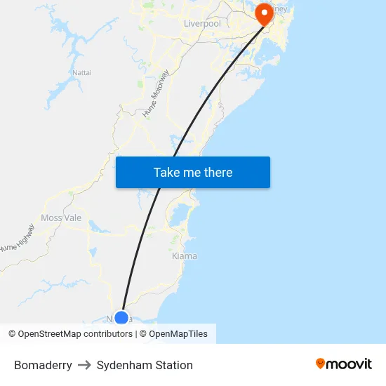 Bomaderry to Sydenham Station map
