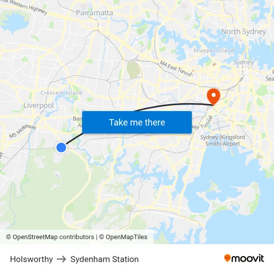 Holsworthy to Sydenham Station map