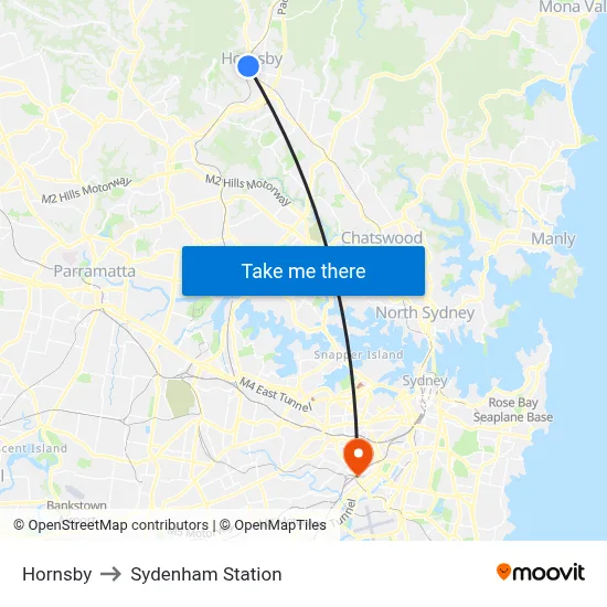 Hornsby to Sydenham Station map