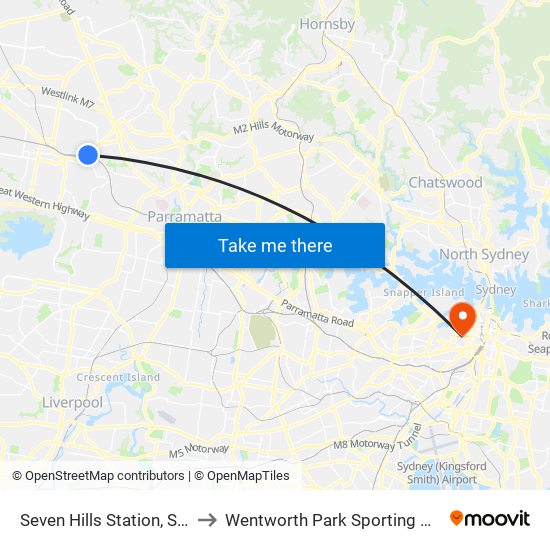 Seven Hills Station, Stand A to Wentworth Park Sporting Complex map
