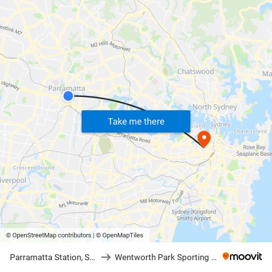 Parramatta Station, Stand A3 to Wentworth Park Sporting Complex map