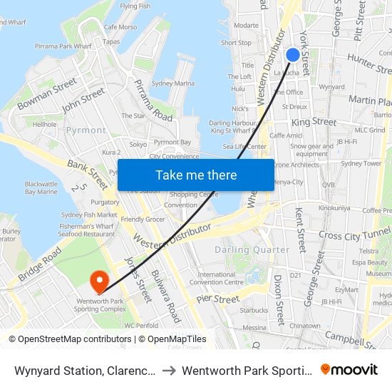 Wynyard Station, Clarence St, Stand R to Wentworth Park Sporting Complex map