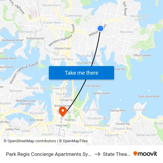 Park Regis Concierge Apartments Sydney to State Theatre map