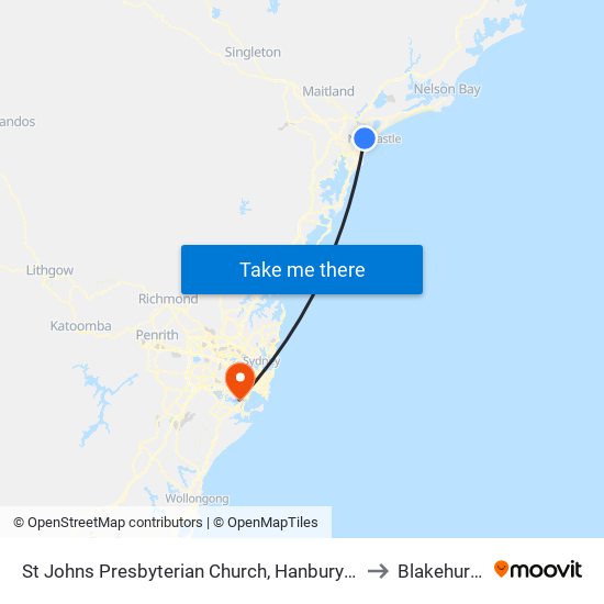 St Johns Presbyterian Church, Hanbury St to Blakehurst map