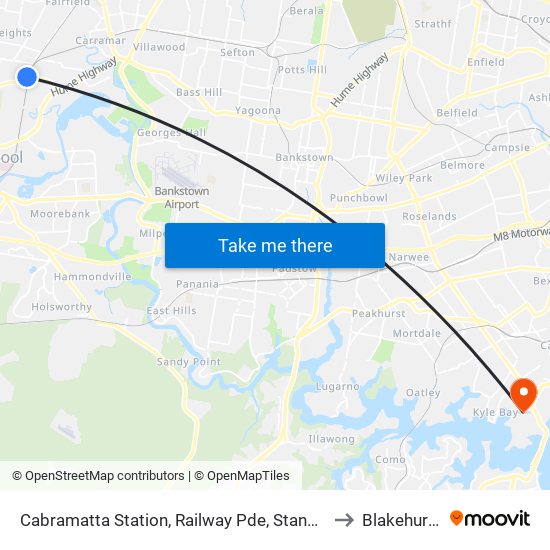 Cabramatta Station, Railway Pde, Stand B to Blakehurst map
