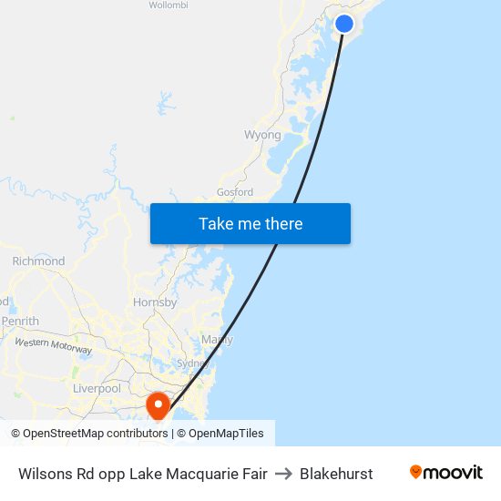 Wilsons Rd opp Lake Macquarie Fair to Blakehurst map