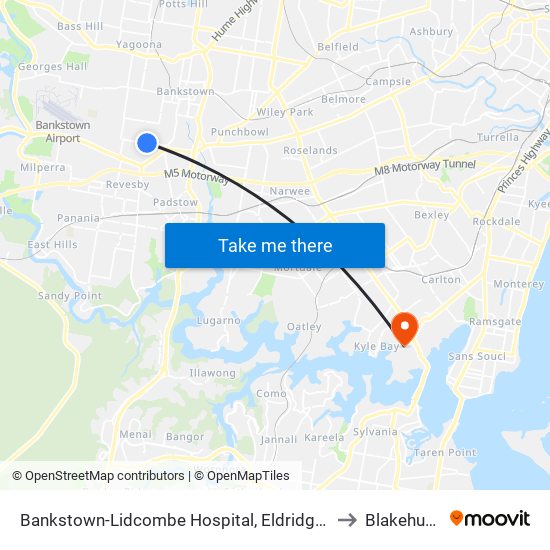 Bankstown-Lidcombe Hospital, Eldridge Rd to Blakehurst map
