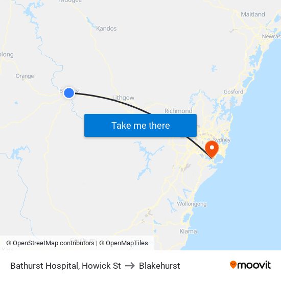 Bathurst Hospital, Howick St to Blakehurst map