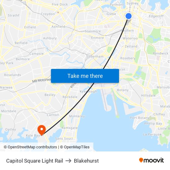 Capitol Square Light Rail to Blakehurst map