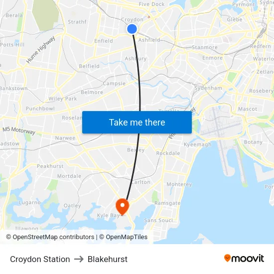Croydon Station to Blakehurst map