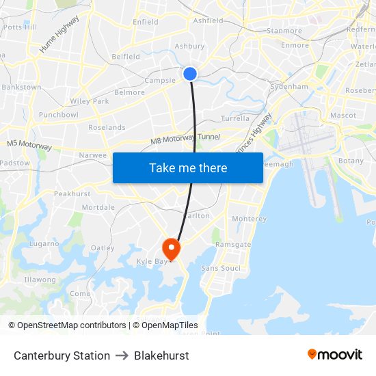 Canterbury Station to Blakehurst map