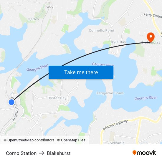 Como Station to Blakehurst map