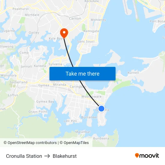 Cronulla Station to Blakehurst map