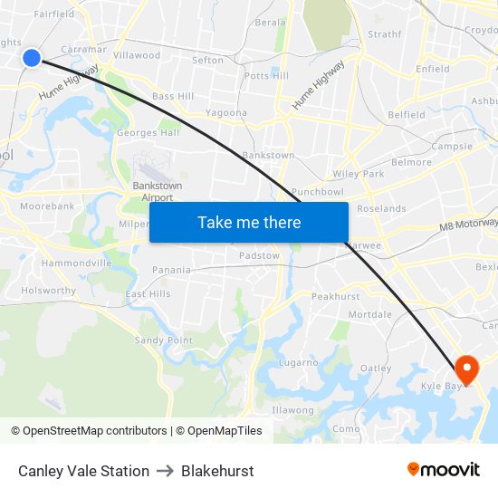 Canley Vale Station to Blakehurst map