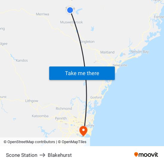 Scone Station to Blakehurst map