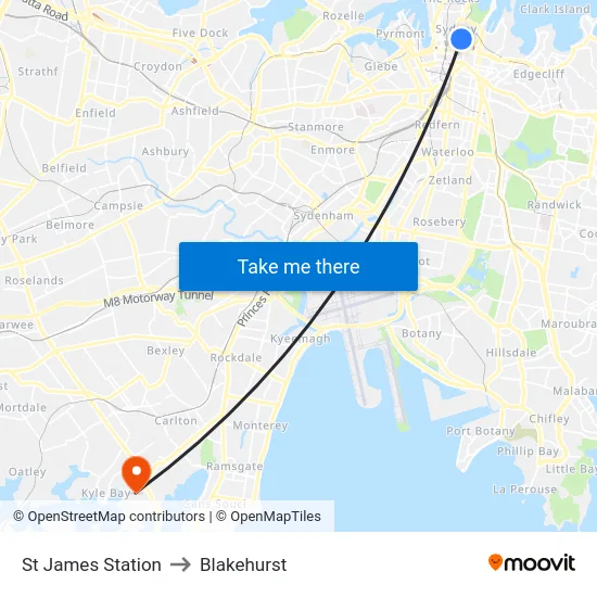 St James Station to Blakehurst map