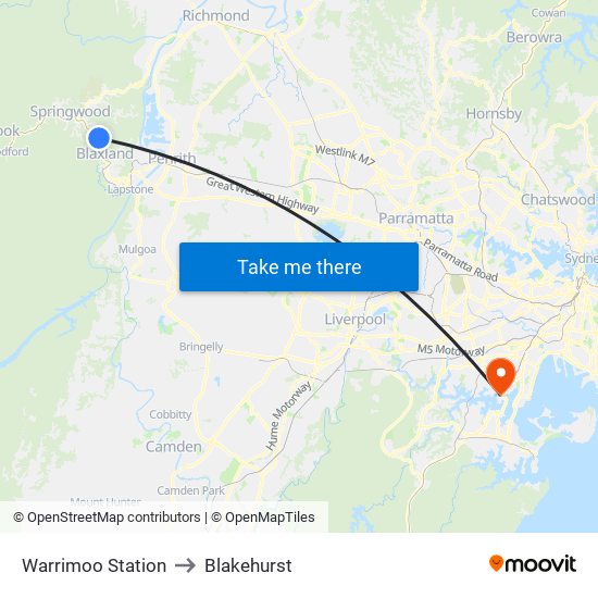 Warrimoo Station to Blakehurst map